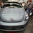A Volkswagen "Beetle", the final edition of the iconic car, is pictured inside the factory in Puebla, Puebla State, Mexico, on July 10, 2019