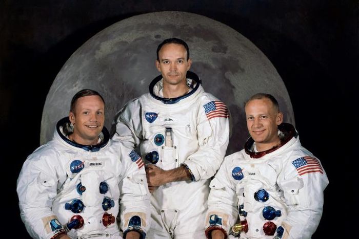 Neil Armstrong, Michael Collins and Buzz Aldrin (left to right), photographed on March 30, 1969