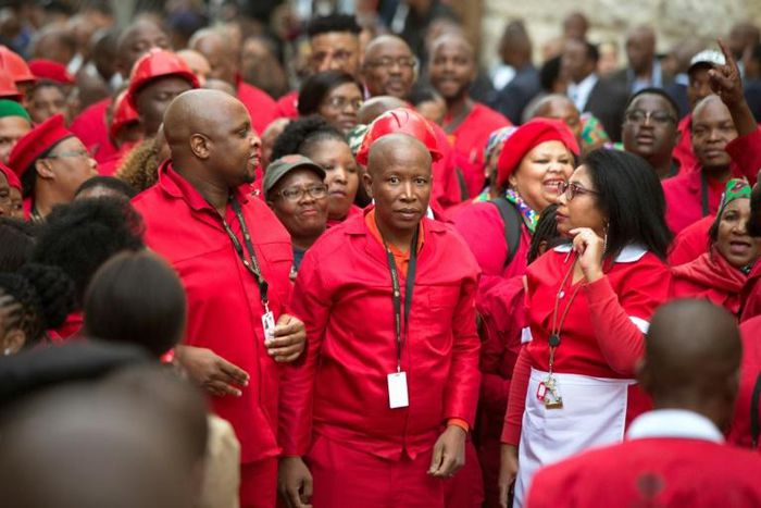 Malema, pictured last month as he arrived for the opening of the South African parliament