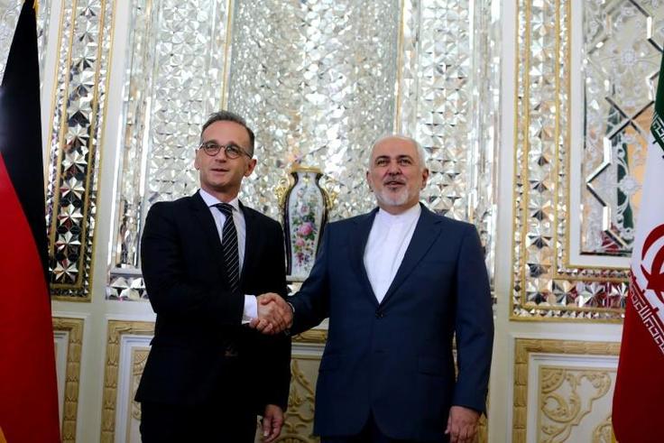 Iran's Foreign Minister Mohammad Javad Zarif (R) receives his German counterpart Heiko Maas in the capital Tehran on June 10, 2019 for talks on the future of the nuclear deal