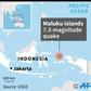 Map of Indonesia locating a 7.3-magnitude quake Sunday.