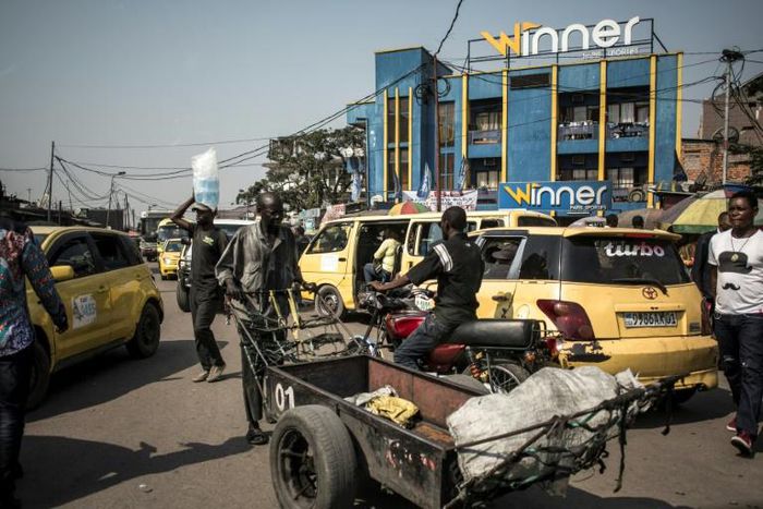 Gridlocked: Yellow taxis clog the streets of Kinshasa