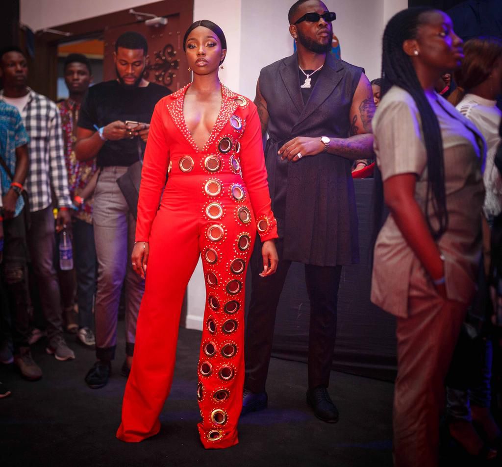 Teddy A showed up looking dapper and as expected, he came with his bae and former housemate, Bam Bam who looked gorgeous [BHM]