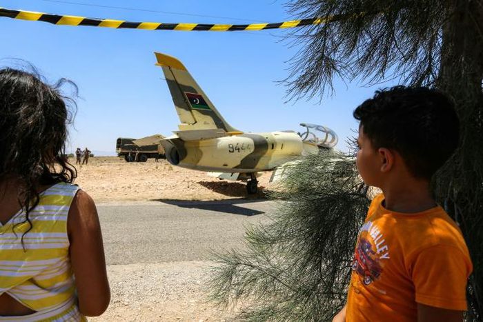 The Libyan warplane made an emergency landing in Tunisia on Monday