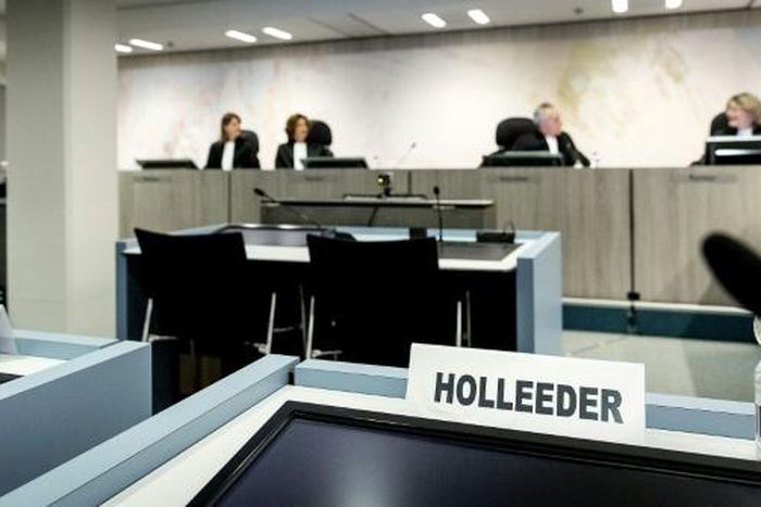 A sign with the name of Willem Holleeder is displayed in the heavily secured Bunker prior to his receiving a life sentence for ordering the murder of five people