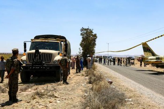 Libyan warplane landed on a road in neighbouring Tunisia