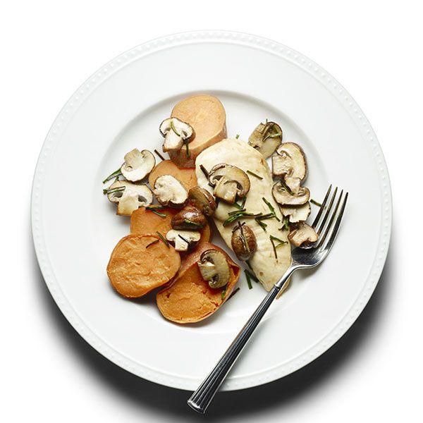 Baked Chicken with Mushrooms and Sweet Potato