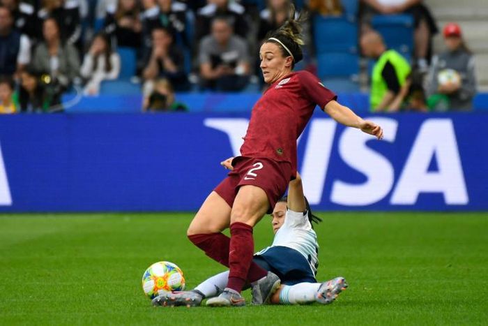 Lucy Bronze in action for England in their 1-0 win over Argentina in Le Havre
