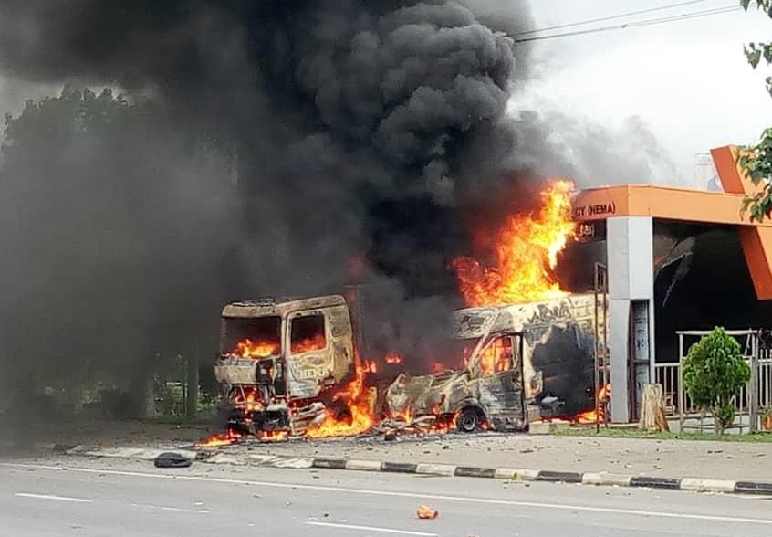 A sub-station of the National Emergency Management Agency (NEMA) in Abuja on fire [TVC]