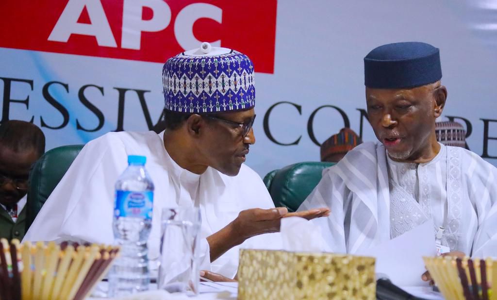 President Muhammadu Buhari and former APC Chairman, John Odigie-Oyegun.