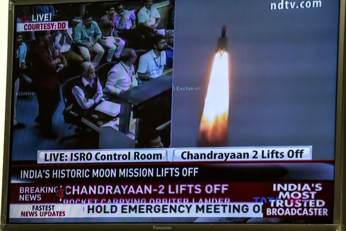 The launch of Chandrayaan-2, or Moon Chariot 2, was broadcast live on TV