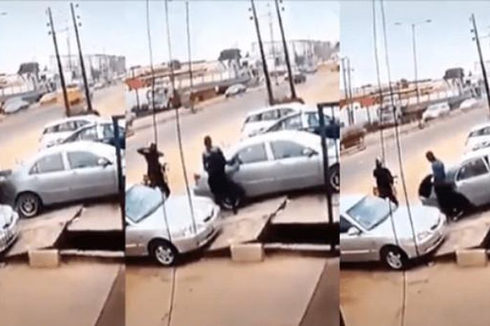 CCTV footage shows how robbers used salt and saliva to break into a car and stole valuables