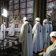 The Archbishop of Paris Michel Aupetit conducted the first mass in a side chapel two months to the day after a devastating fire engulfed Notre-Dame cathedral