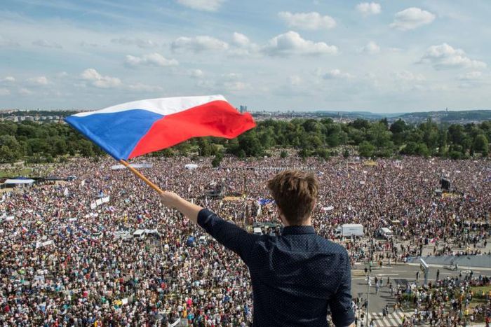 Organisers estimated that a quarter of a million protesters took to the streets of Prague