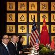 US and China trade delegations before the start of talks at the Xijiao Conference Center in Shanghai