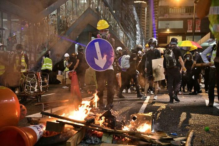 Sunday's clashes hit the shopping district of Causeway Bay