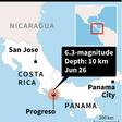 Map locating Costa Rica-Panama border where 6.3-magnitude quake hit on Wednesday, according to USGS