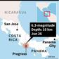 Map locating Costa Rica-Panama border where 6.3-magnitude quake hit on Wednesday, according to USGS