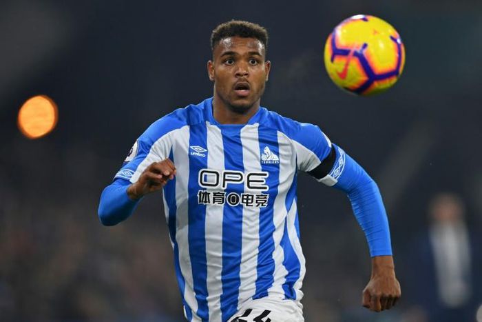 Benin forward Steve Mounie playing for Huddersfield Town in the English Premier League last season