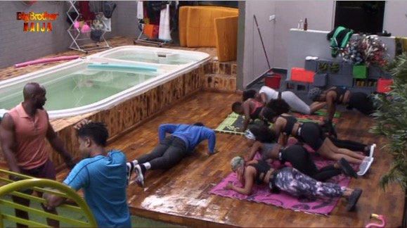 BBNaija 2019 housemates workout sessions [Twitter/Big Brother Naija]