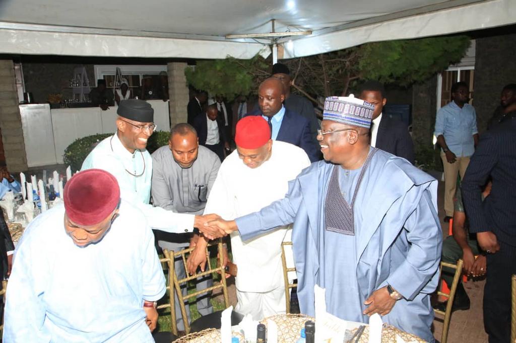 Sen. Uzor-Kalu hosts Lawan, Omo-Agege to election victory dinner [Twitter/@SPNigeria]