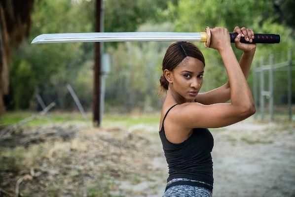 Adesua Etomi-Wellington displays her martial art skills as Muna in new film, 'Muna' [Instagram/Adesua Etomi-Wellington]