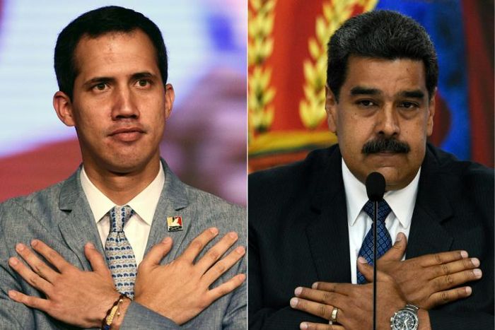 Delegations representing Venezuelan President Nicolas Maduro (R) and self-declared interim president Juan Guaido (L) are meeting in Barbados for dialogue