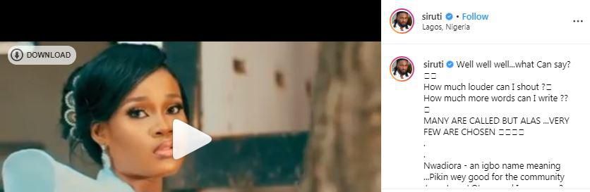 Uti had taken to his Instagram page to not only commend Ceec but also place her above all her contemporaries at the last edition of Big Brother Naija [Instagram/SirUti]