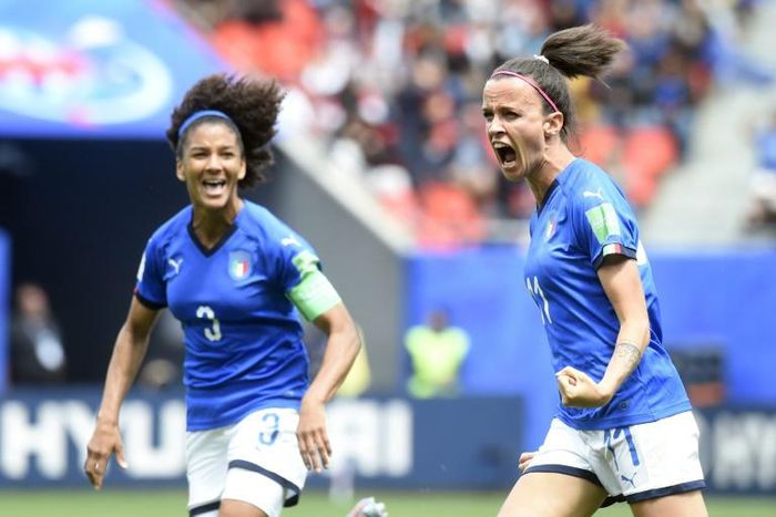 Italy's Barbara Bonansea (R) scored a brace in a 2-1 Women's World Cup win over Australia