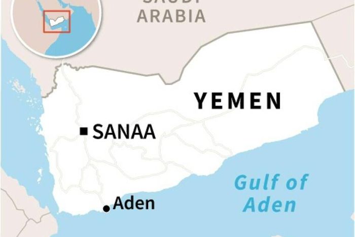 Map of Yemen locating Aden, where dozens are killed or wounded in an attack on a military camp Thursday