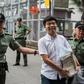 Hong Kong democracy activist Joshua Wong smiled as he walked free from prison