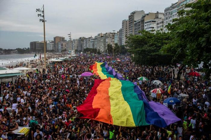 Rio de Janeiro boasts one of the world's largest Gay Pride parades, such as this one on Copacabana beach in September 2018