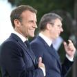 French President Emmanuel Macron, pictured with his Serbian counterpart Aleksandar Vucic, pledged to help restart Belgrade-Pristina talks