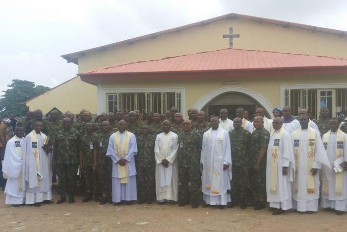 Senior officers during an inter-denominational church service held in commemoration of the Nigerian Army Day Celebration in Ikeja Cantonment (NAN)