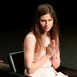 Amanda Knox (R) addresses a panel discussion titled "Trial by Media" during the Criminal Justice Festival at the Law University of Modena, northern Italy on June 15, 2019