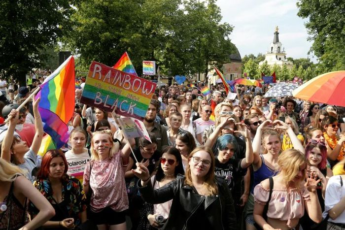 Hundreds of people turned out for the first gay pride march in the Polish city of Bialystok