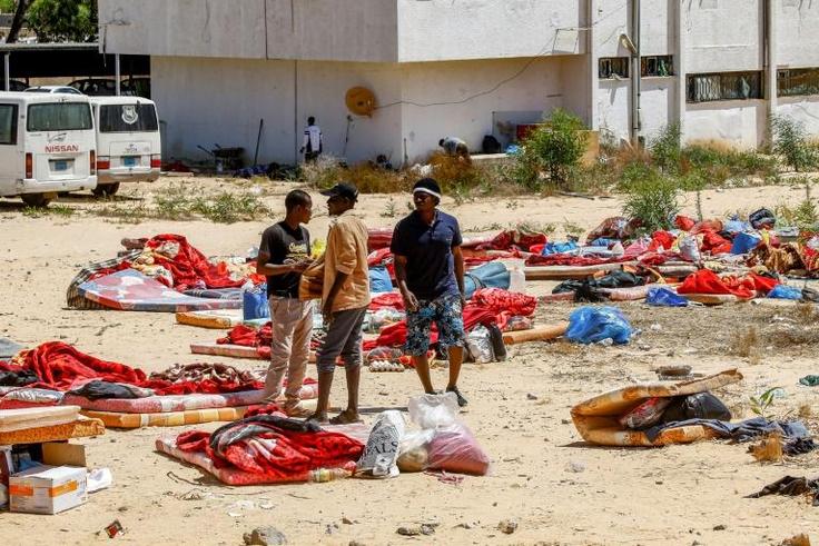 The International Organization for Migration says aound 300 migrants are still being held in a Libyan detention centre just days after aan air strike there killed 44 migrants