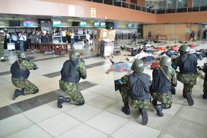 Nigerian aviation security personnel during a recent training exercise [VON]