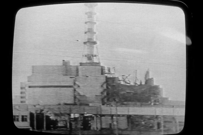A picture of the Chernobyl plant shown on Soviet television on April 30, 1986
