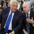 US Ambassador to Israel to David Friedman (L) speaks with White House adviser Jason Greenblatt at an event organised by an Israeli settler-linked group in mainly Palestinian east Jerusalem on June 30, 2019