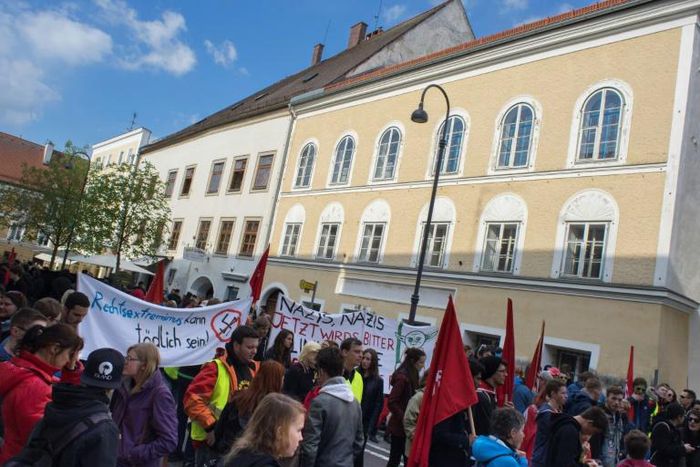 Every year on Hitler's birthday, anti-fascist protesters organise a rally outside the building in Braunau where the dictator was born on April 20, 1889