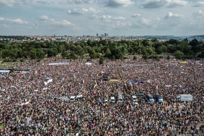 The weekend protests in Prague were the largest seen since the fall of communism in 1989