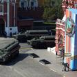 Russian S-400 anti-aircraft missile systems drive on Red Square in Moscow ahead of Russia's Victory Day military parade that was held in May