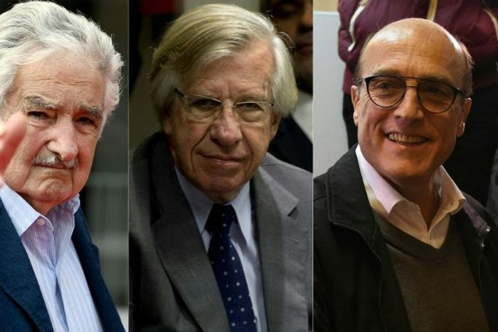 Former Uruguay president Jose Mujica (left), Finance Minister Danilo Astori (center) and Frente Amplio presidential candidate Daniel Martinez have all called Venezuela President Nicolas Maduro's regime a 'dictatorship'