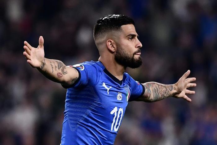 Italy's Lorenzo Insigne celebrates after scoring during the UEFA Euro 2020 qualifier against Bosnia-Herzegovina