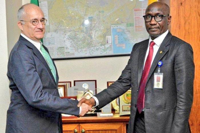 The Group Managing Director of NNPC, Malam Mele Kyari and Ambassador of Turkey to Nigeria, Mr Melih Ulueren [Twitter/@NNPCgroup]