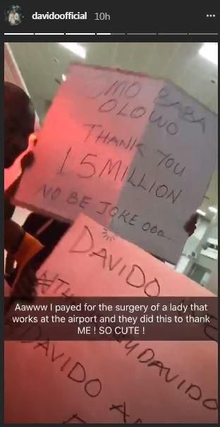 Staff of the airport thanking Davido for helping their colleague