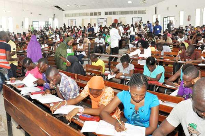 Admission seekers writing post-utme exam in UNILAG