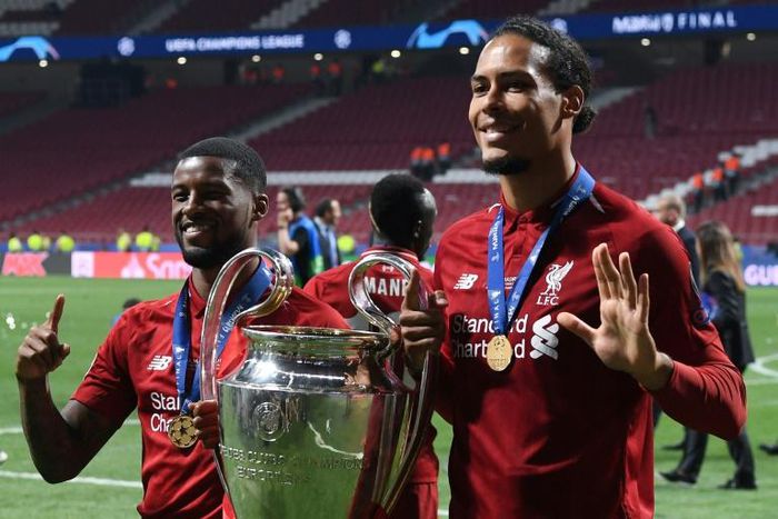 European champions: Georginio Wijnaldum (left) believes Virgil van Dijk (right) deserves to win the Ballon d'Or