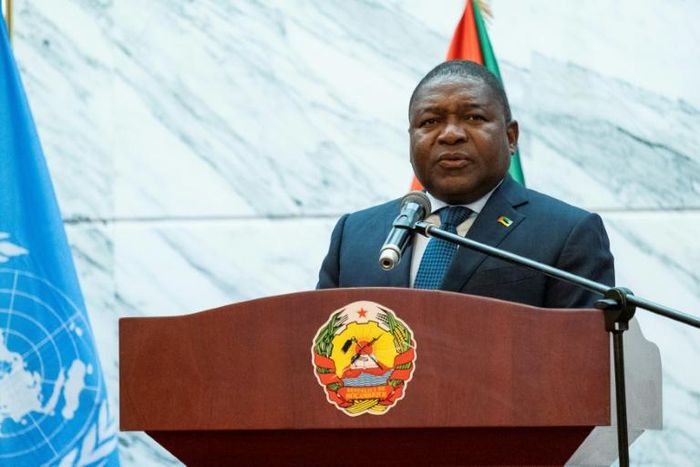Mozambique President Filipe Nyusi, pictured here on July 11, has vowed to "fight and hunt" militants who have staged raids on remote communities